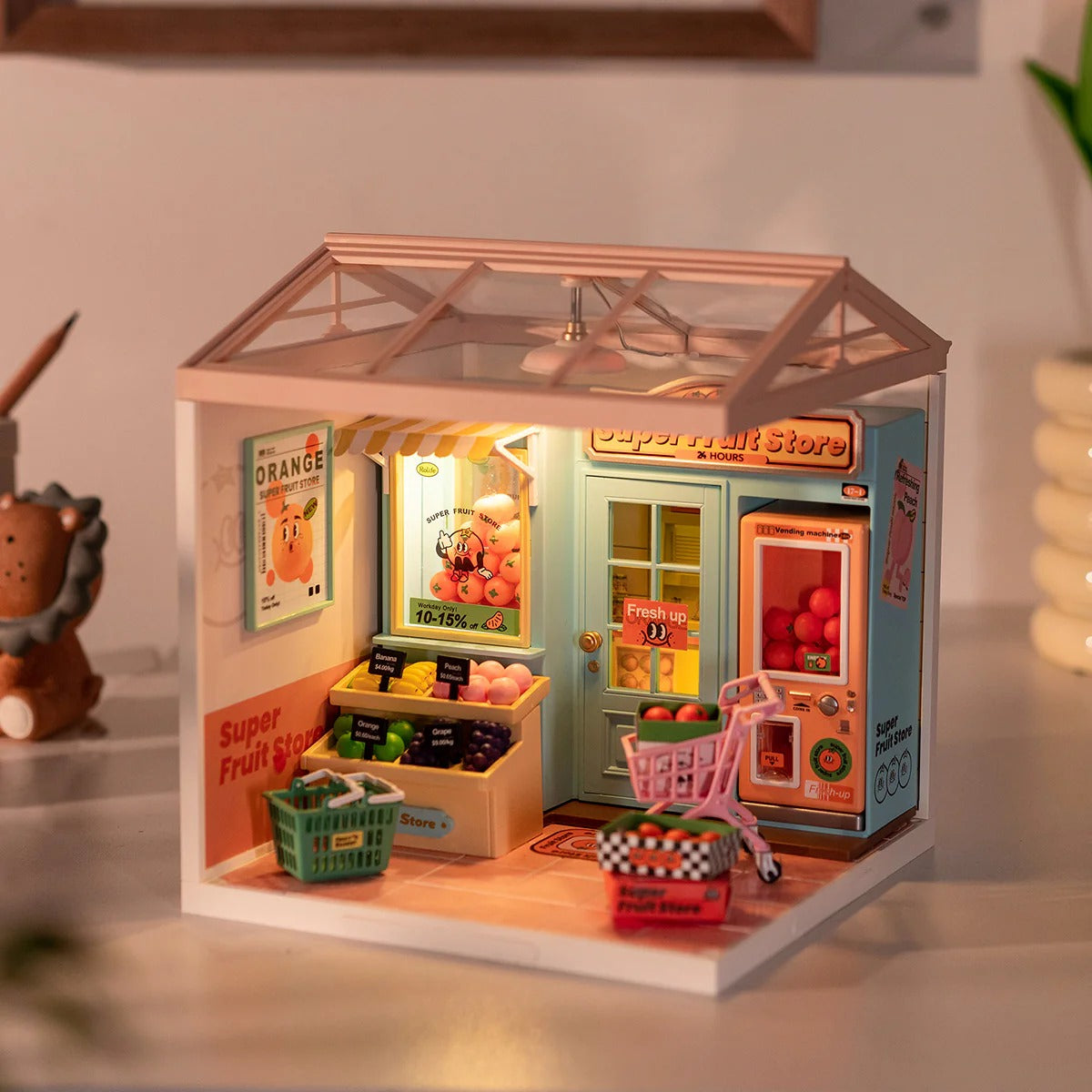 Rolife Super Creator Super Fruit Store Plastic DIY Miniature House Kit