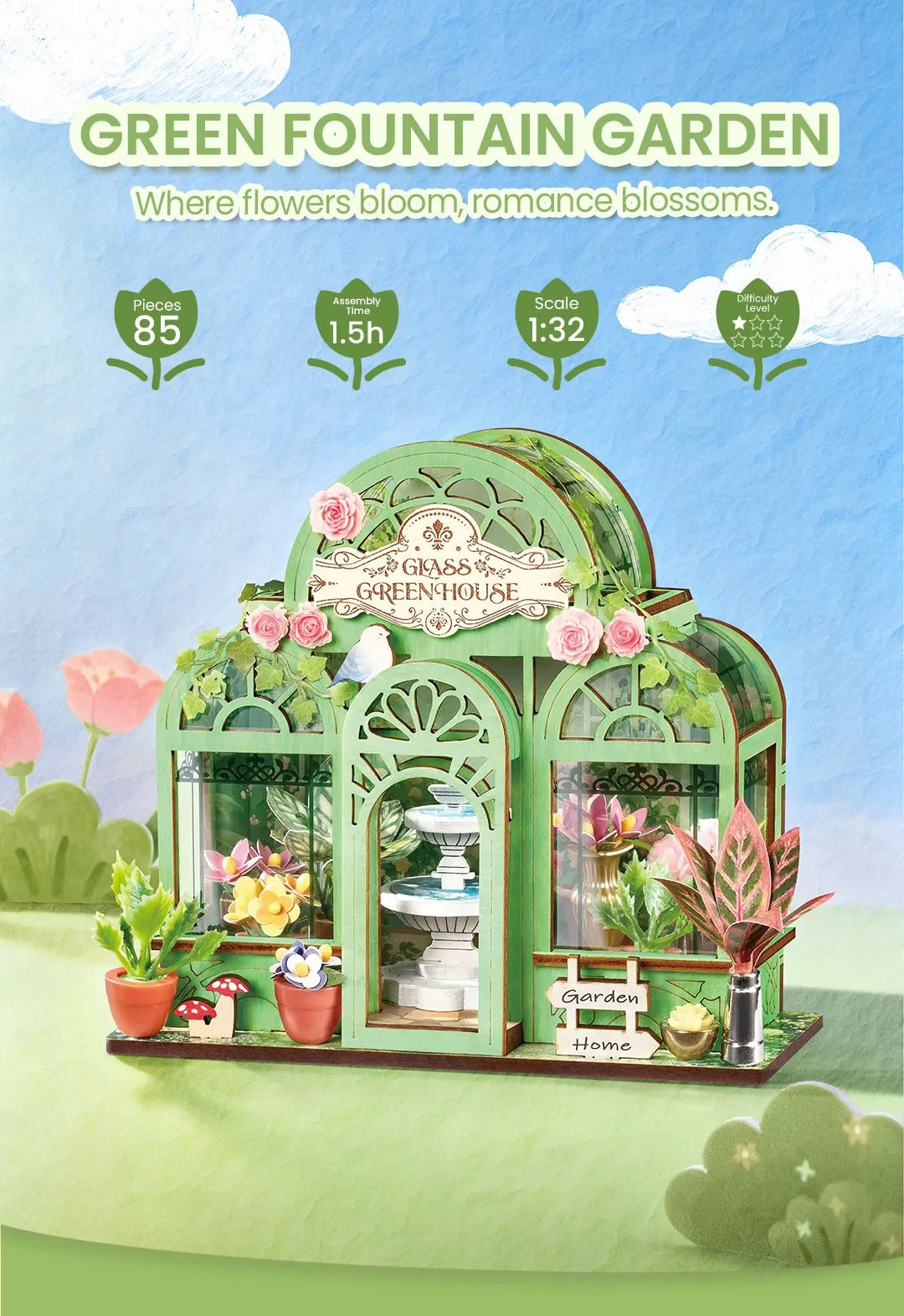 Rolife DIY Miniature House - Green Fountain Garden DS049