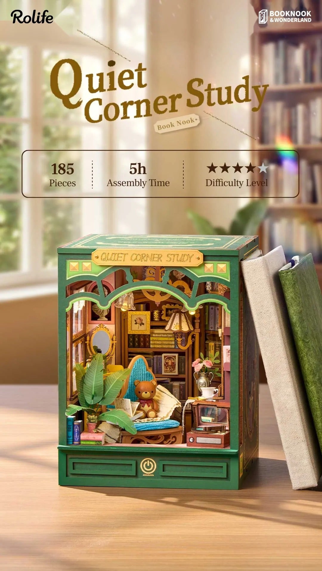 Rolife DIY Book Nook Kit - Quiet Corner Study TGE03