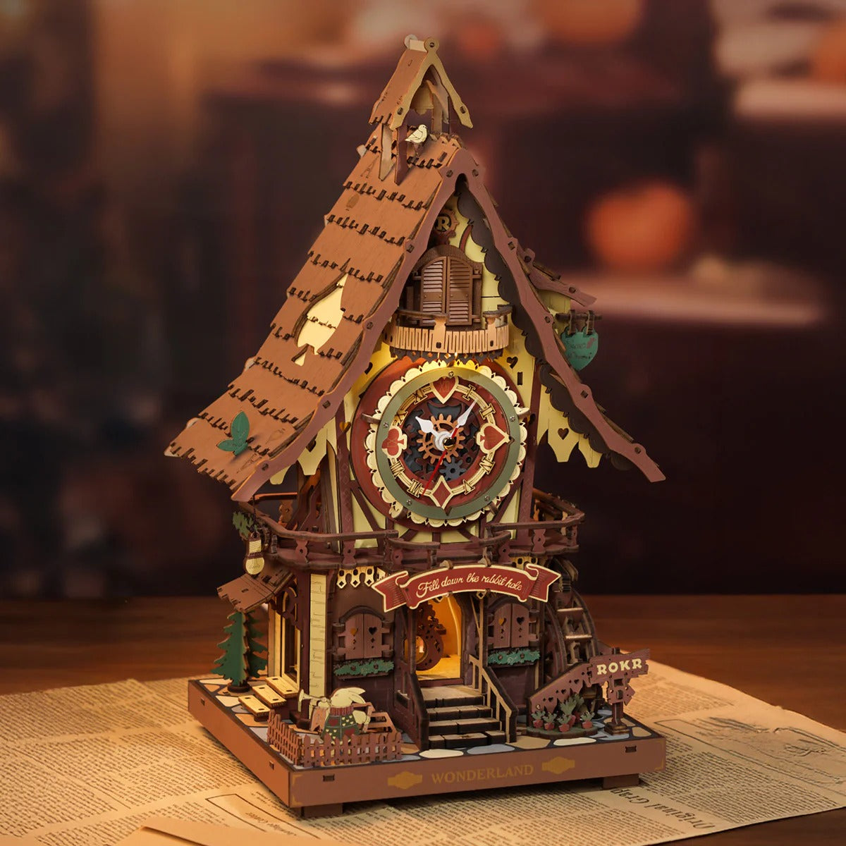 ROKR Cuckoo Clock Mechanical 3D Wooden Puzzle Colored