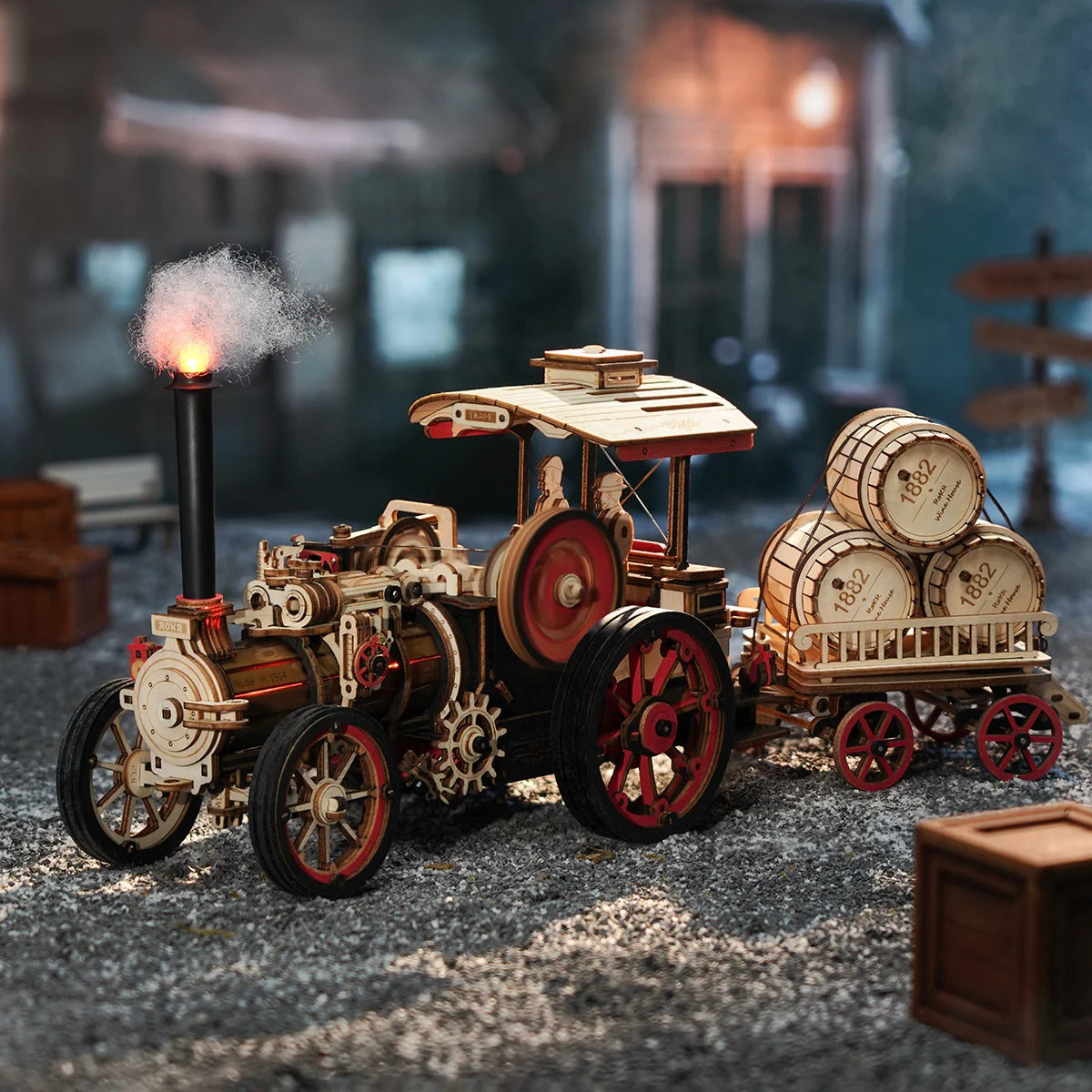 ROKR Steam Engine Mechanical Gear 3D Wooden Puzzle