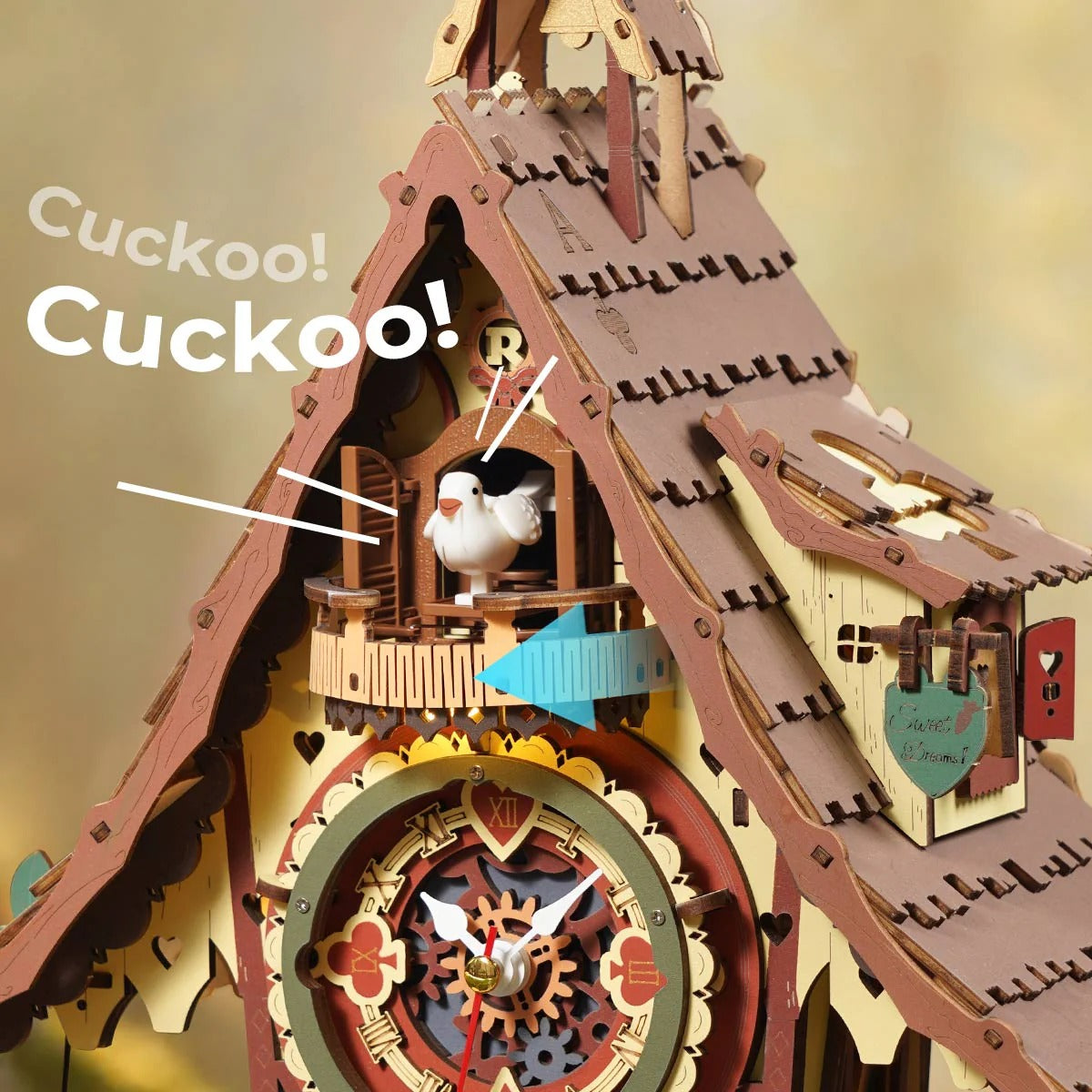 ROKR Cuckoo Clock Mechanical 3D Wooden Puzzle Colored