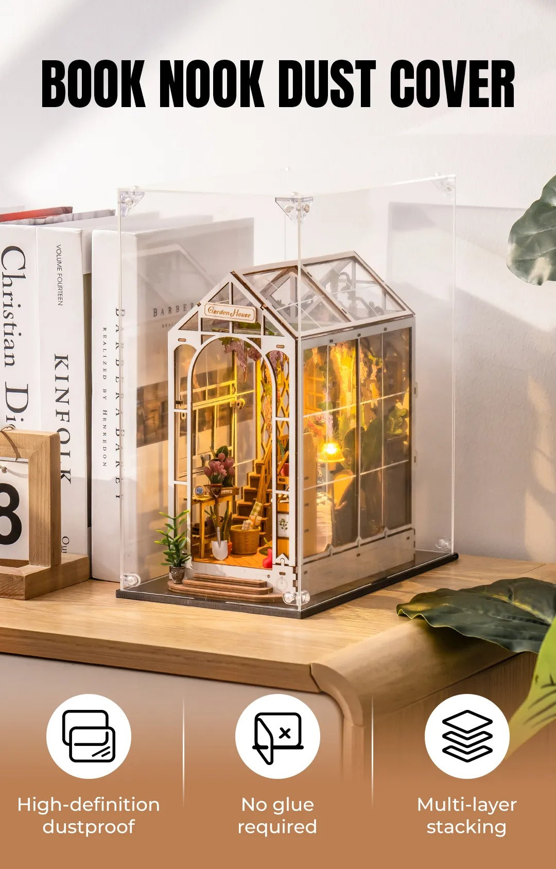 Rolife Book Nook Dust Cover Display Box WD1001