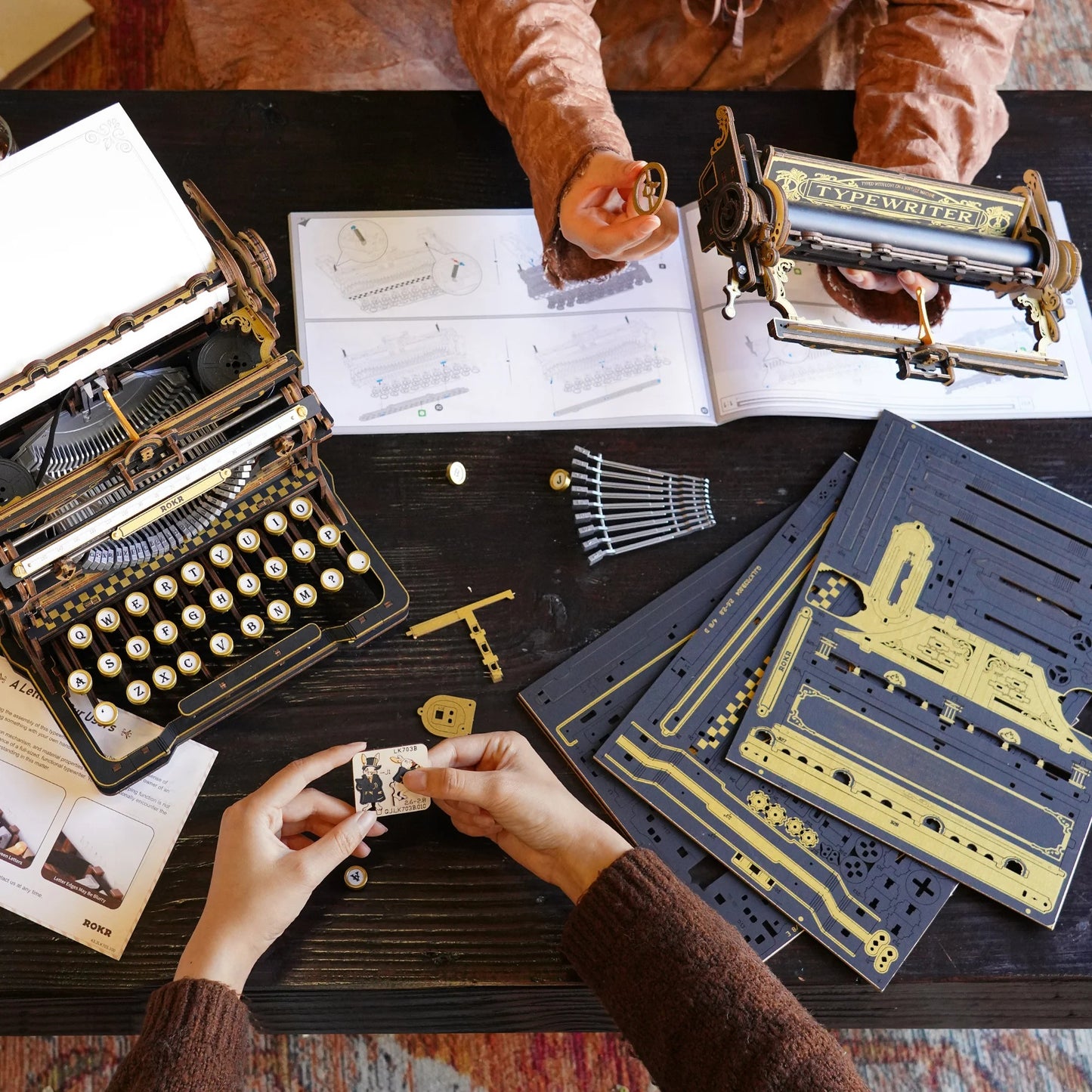 ROKR Mechanical Typewriter 3D Wooden Puzzle - Classic Version