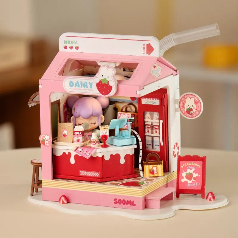 Rolife Strawberry Milk Box DIY Miniature House Kit
