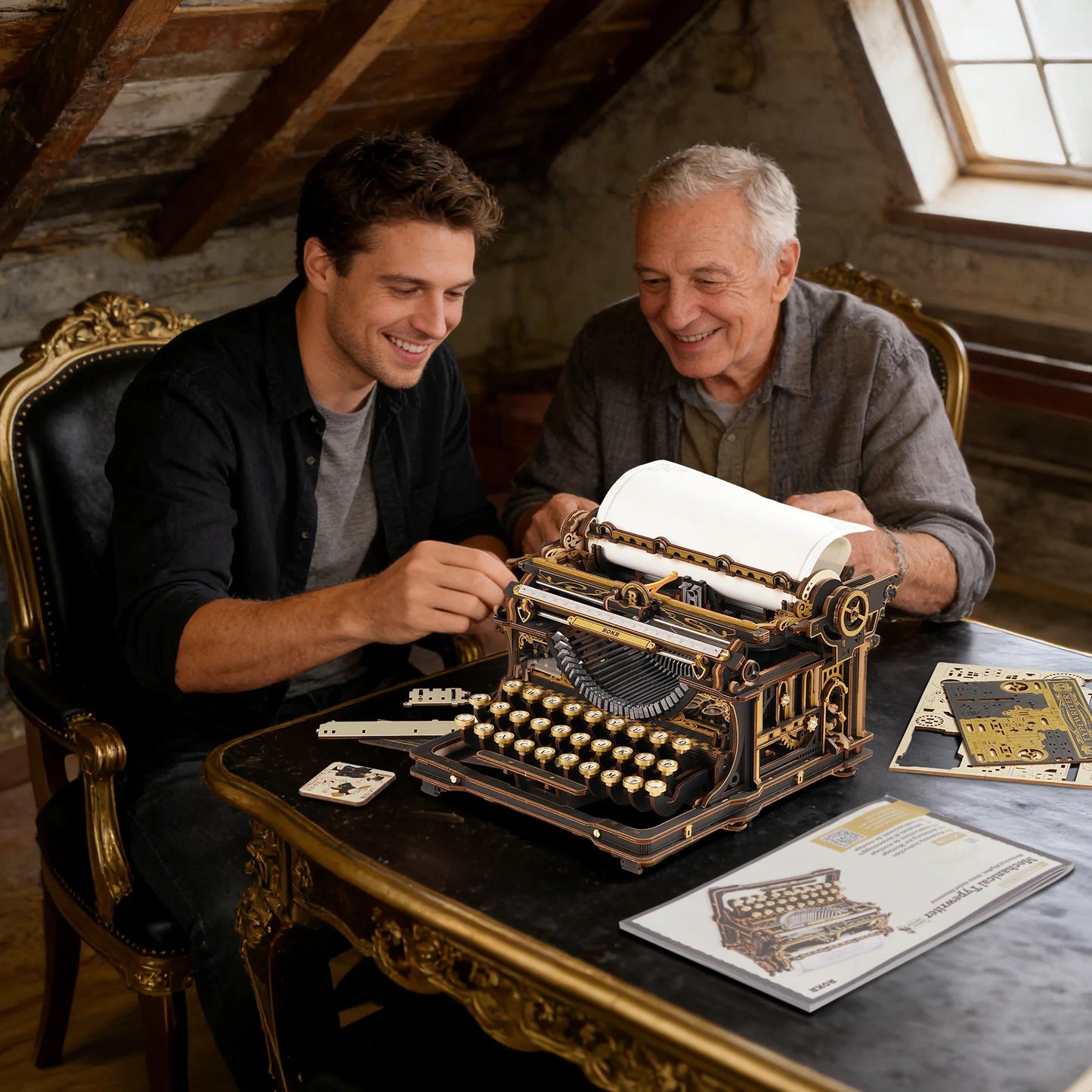 ROKR Mechanical Typewriter 3D Wooden Puzzle - Classic Version
