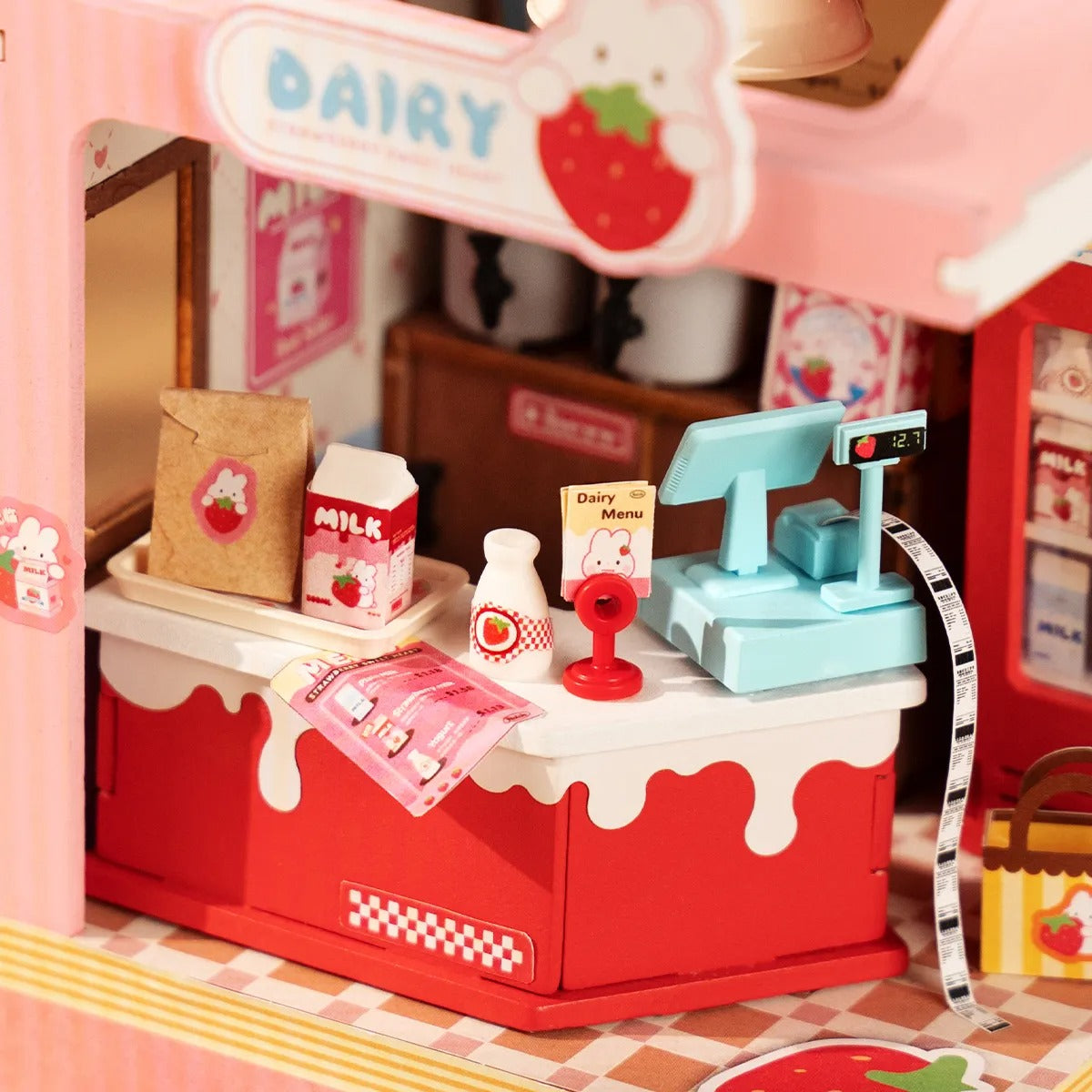 Rolife Strawberry Milk Box DIY Miniature House Kit