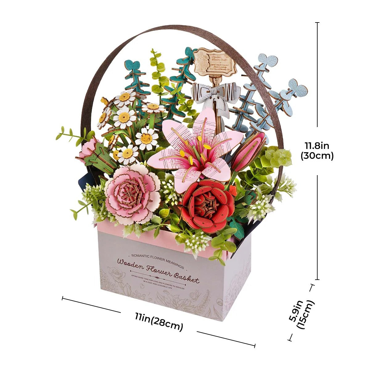 Rowood Wooden flower Basket 3D Wooden Puzzle