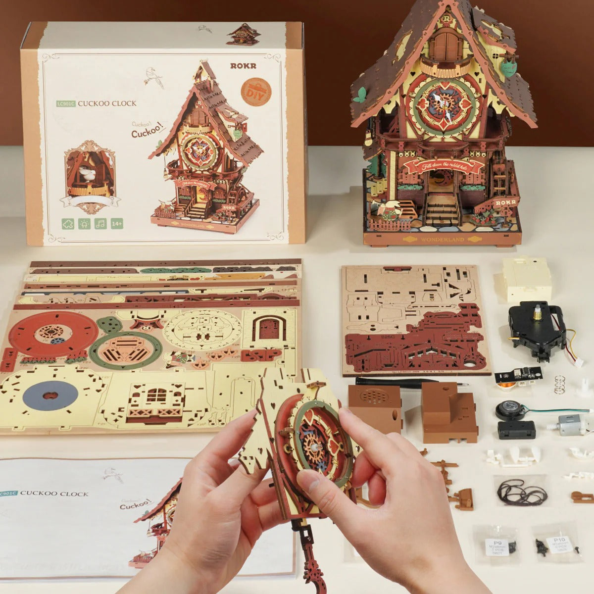 ROKR Cuckoo Clock Mechanical 3D Wooden Puzzle Colored