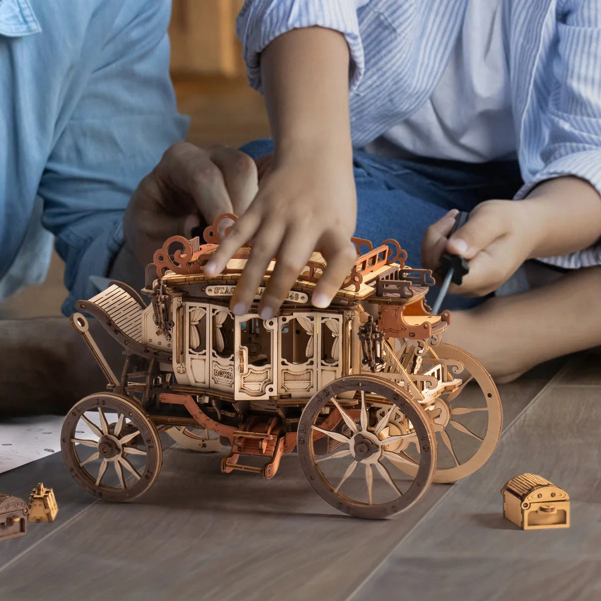 ROKR Stagecoach Mechanical Music Box 3D Wooden Puzzle AMKA1
