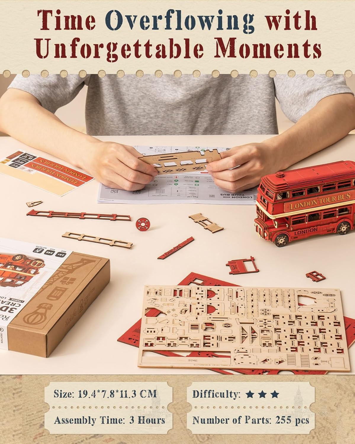 Rolife London Tour Bus 3D Wooden Puzzle