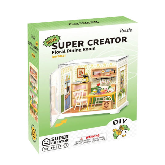 Rolife Floral Dining Room Mini Super Creator DIY Miniature House DWS06B