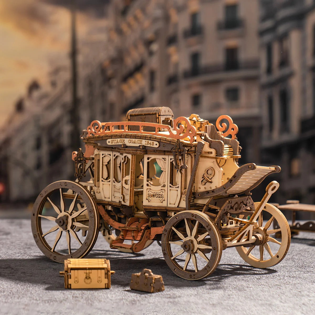 ROKR Stagecoach Mechanical Music Box 3D Wooden Puzzle AMKA1