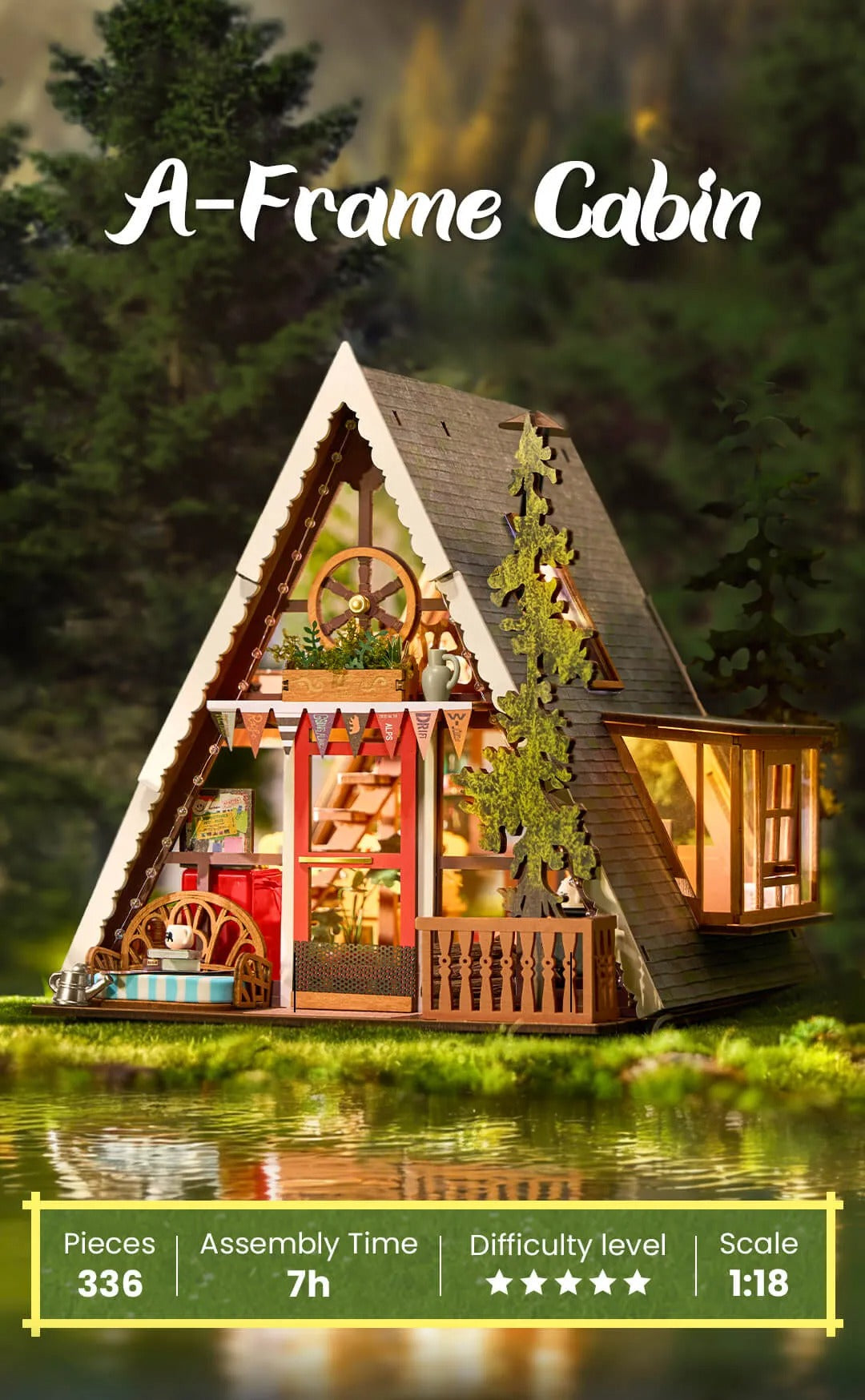 Rolife A-Frame Cabin DIY Miniature House Kit