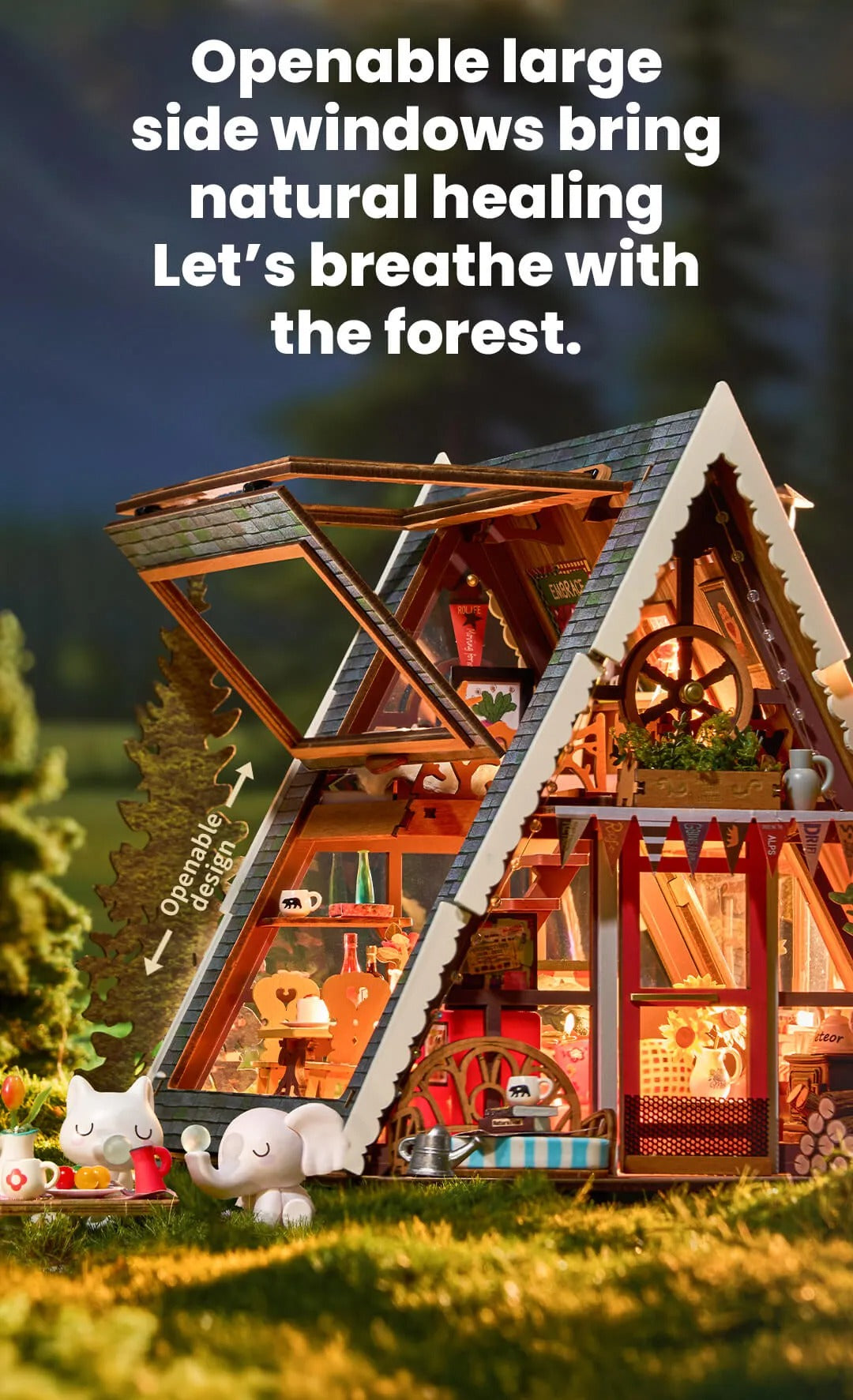 Rolife A-Frame Cabin DIY Miniature House Kit