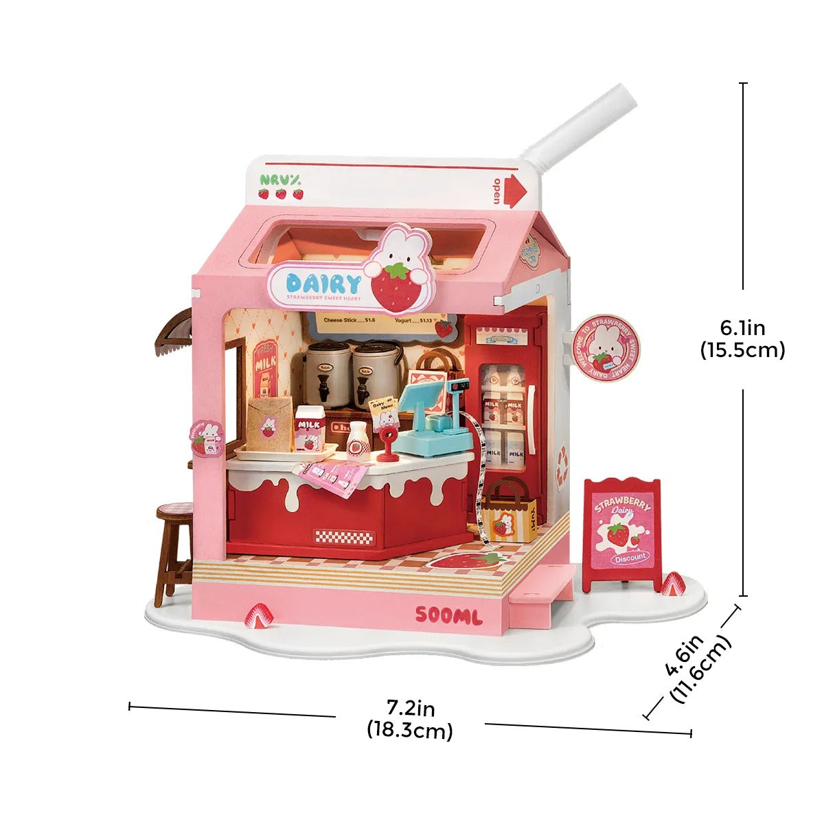Rolife Strawberry Milk Box DIY Miniature House Kit