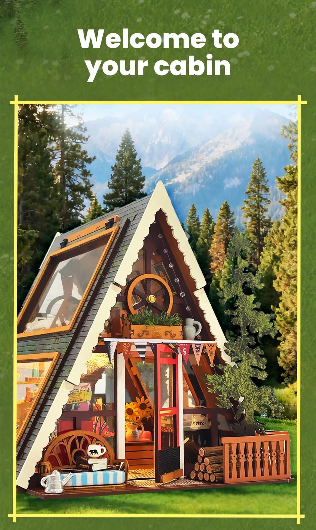 Rolife A-Frame Cabin DIY Miniature House Kit