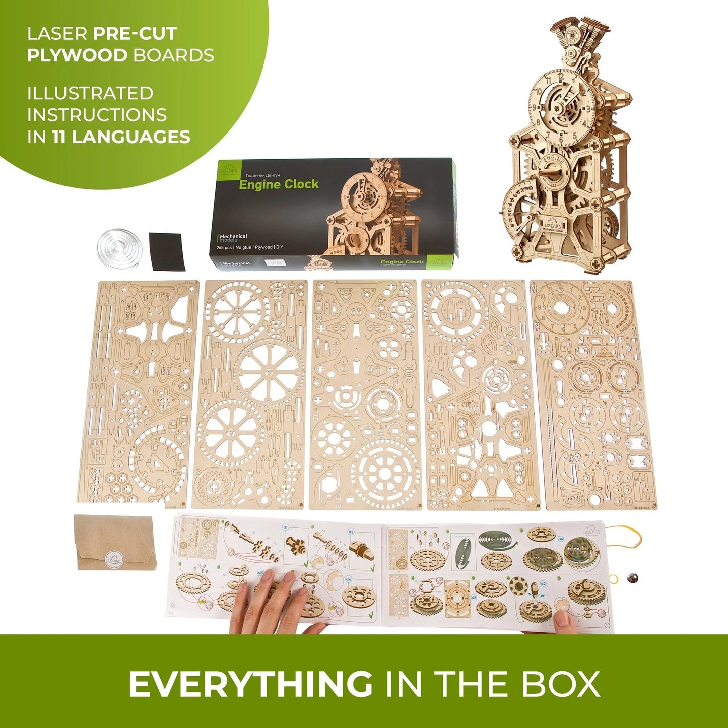 Ugears Engine Clock - 265 Pieces (Advanced)