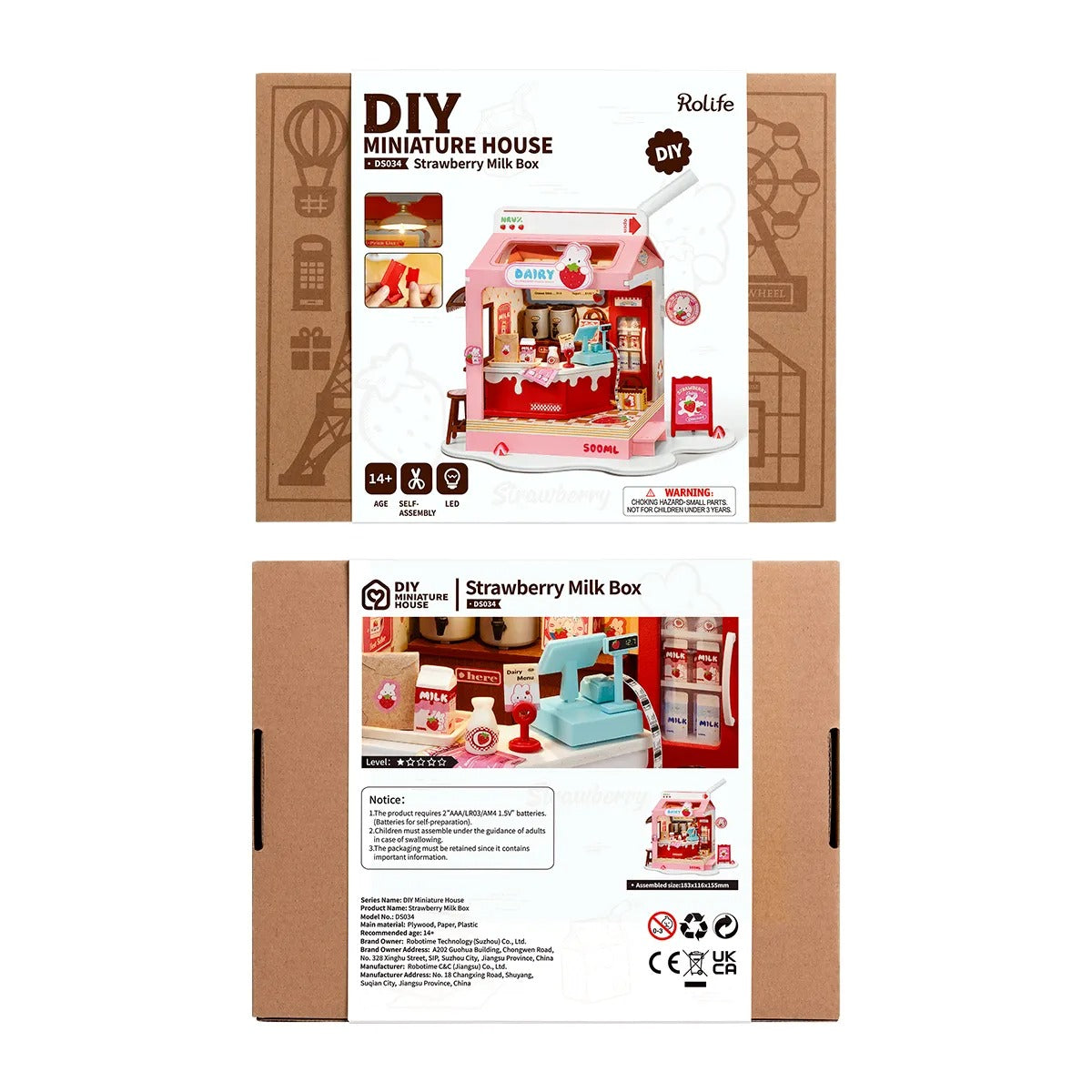 Rolife Strawberry Milk Box DIY Miniature House Kit