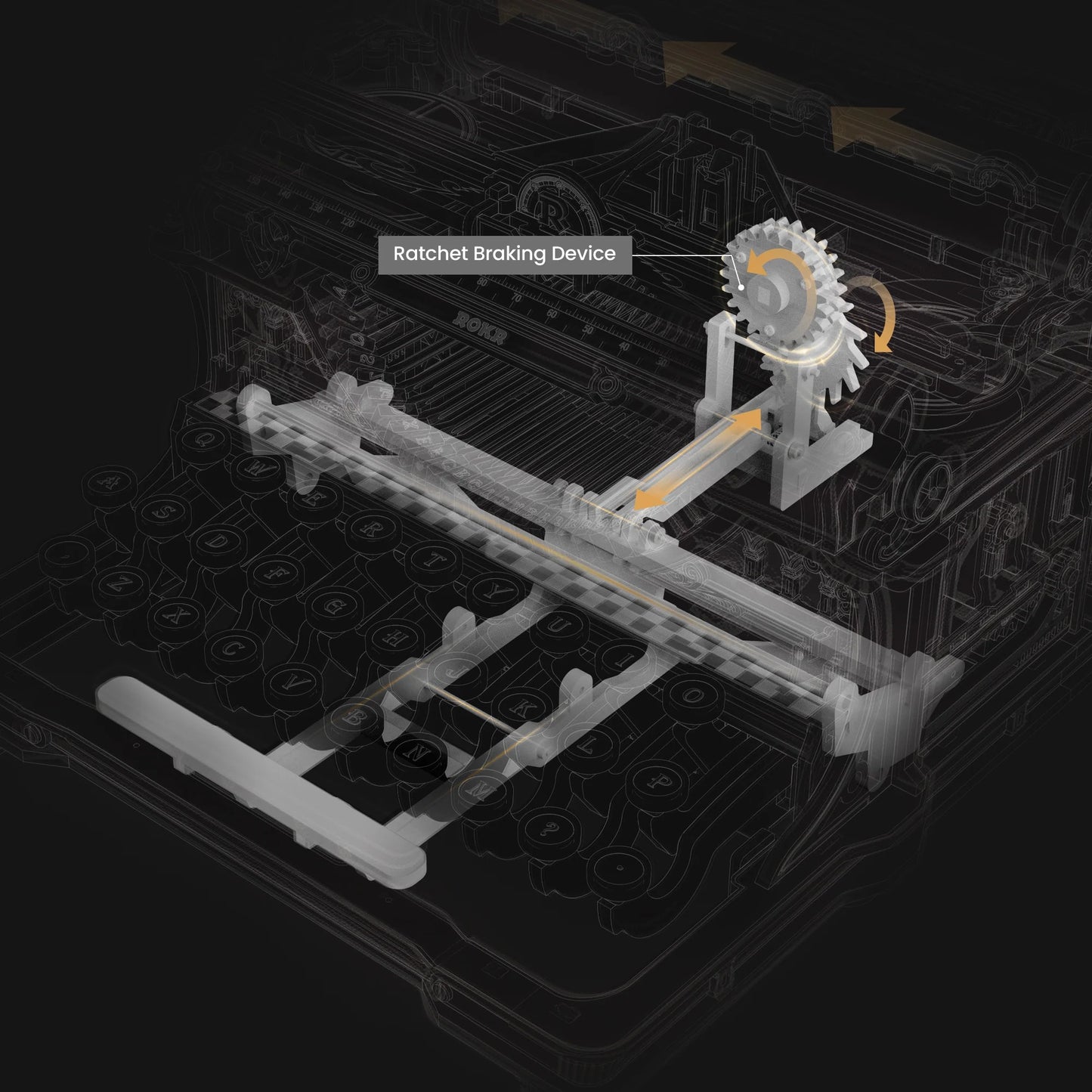 ROKR Mechanical Typewriter 3D Wooden Puzzle - Classic Version