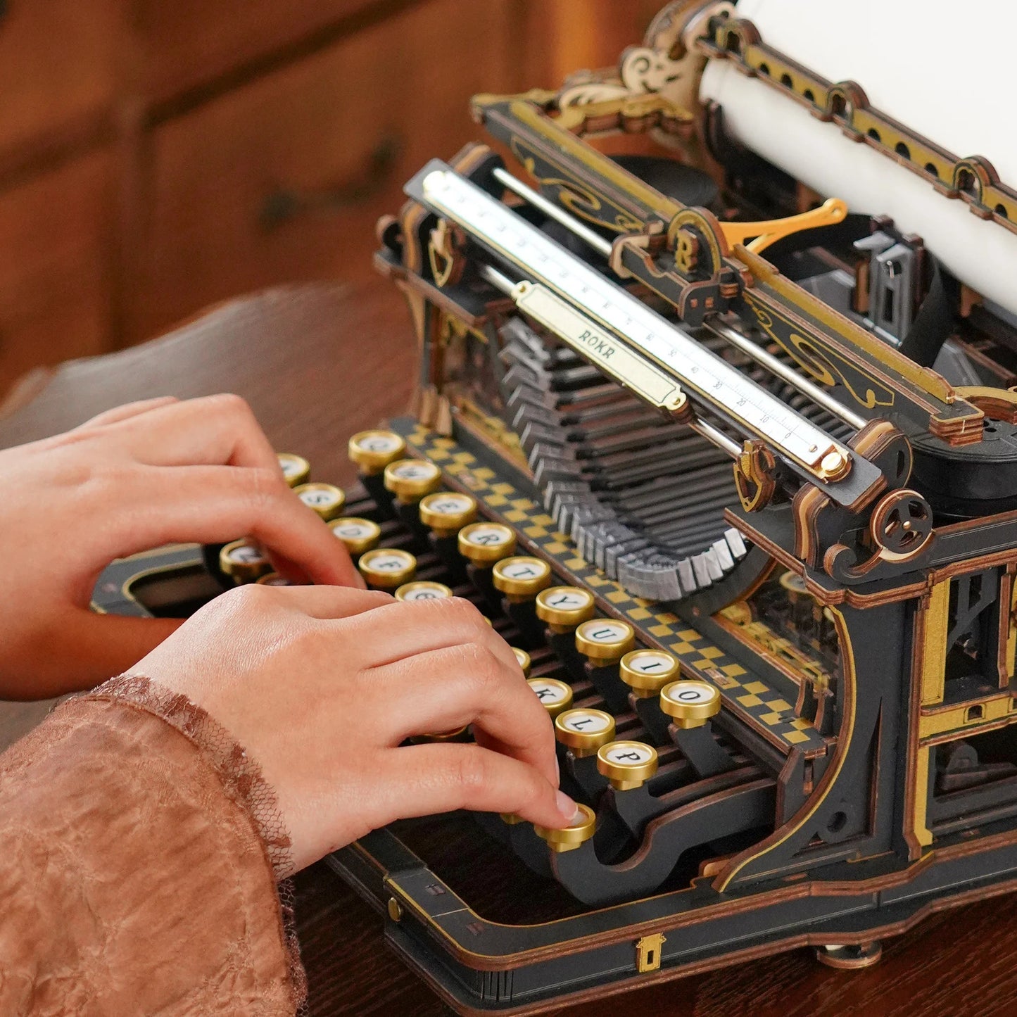ROKR Mechanical Typewriter 3D Wooden Puzzle - Classic Version
