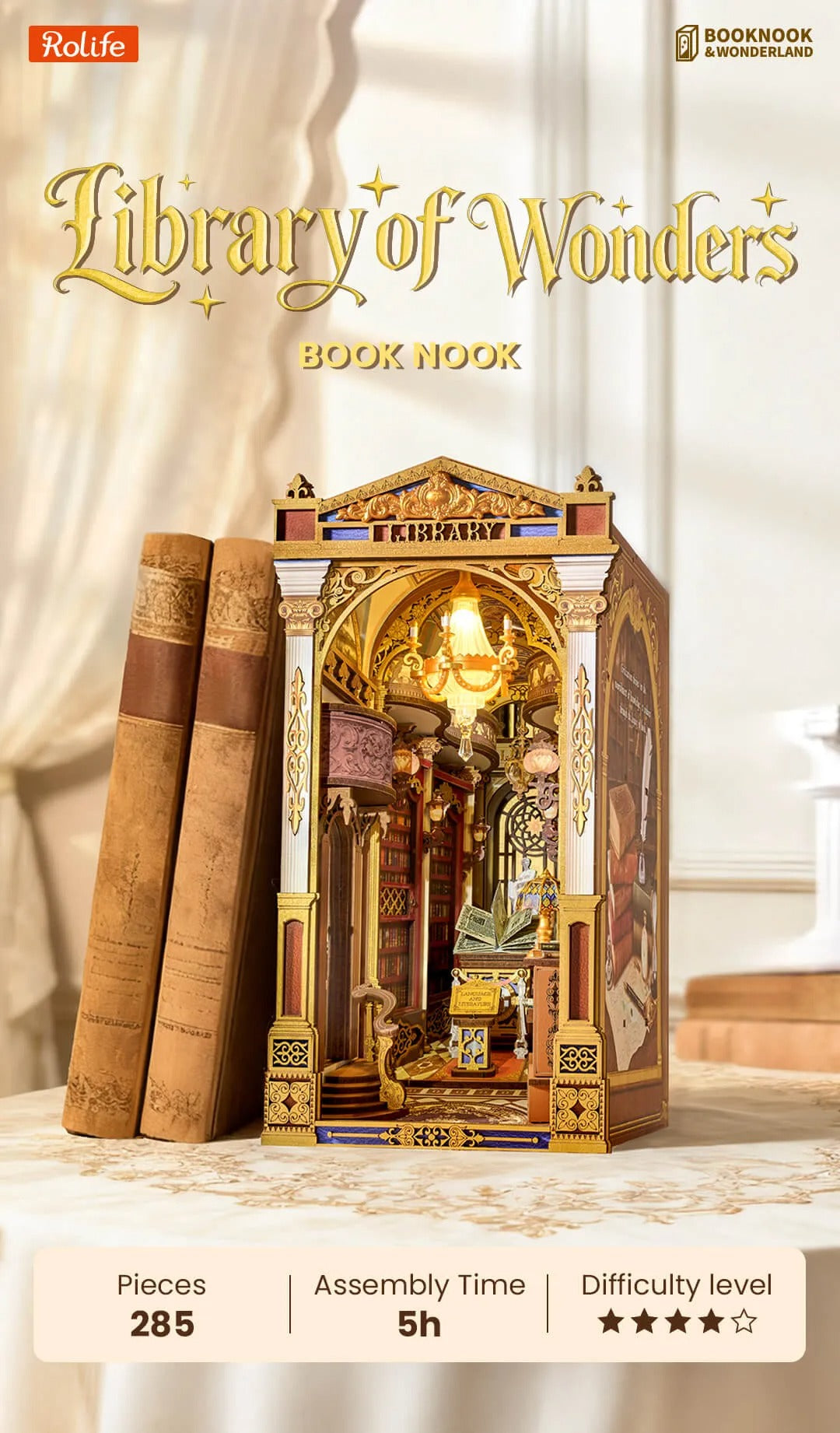 Rolife DIY Book Book Kit - Library of Wonders TGB16