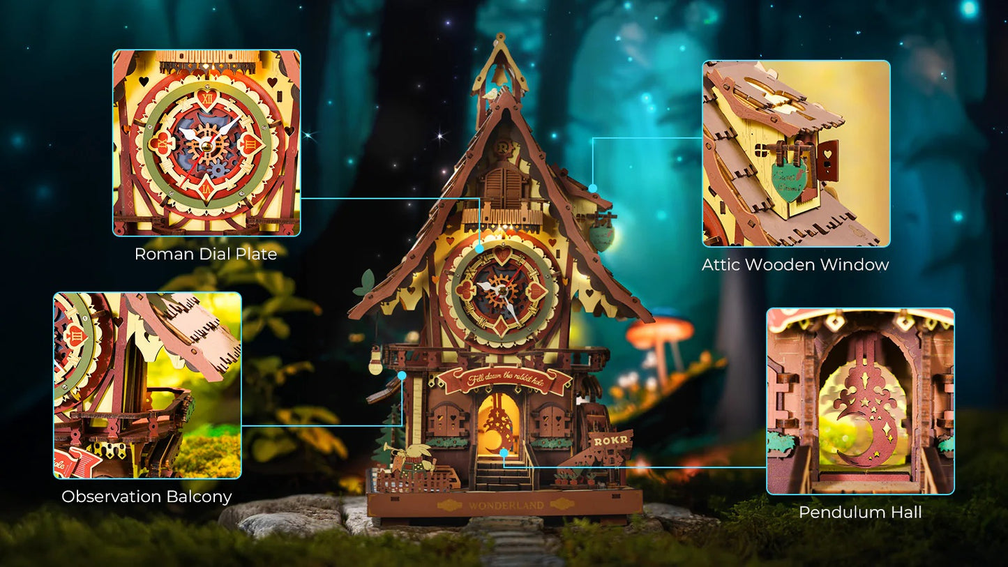 ROKR Cuckoo Clock Mechanical 3D Wooden Puzzle Colored