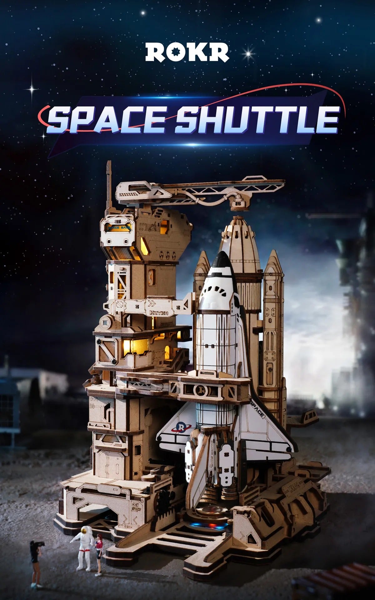 ROKR Space Shuttle Mechanical Gear 3D Wooden Puzzle