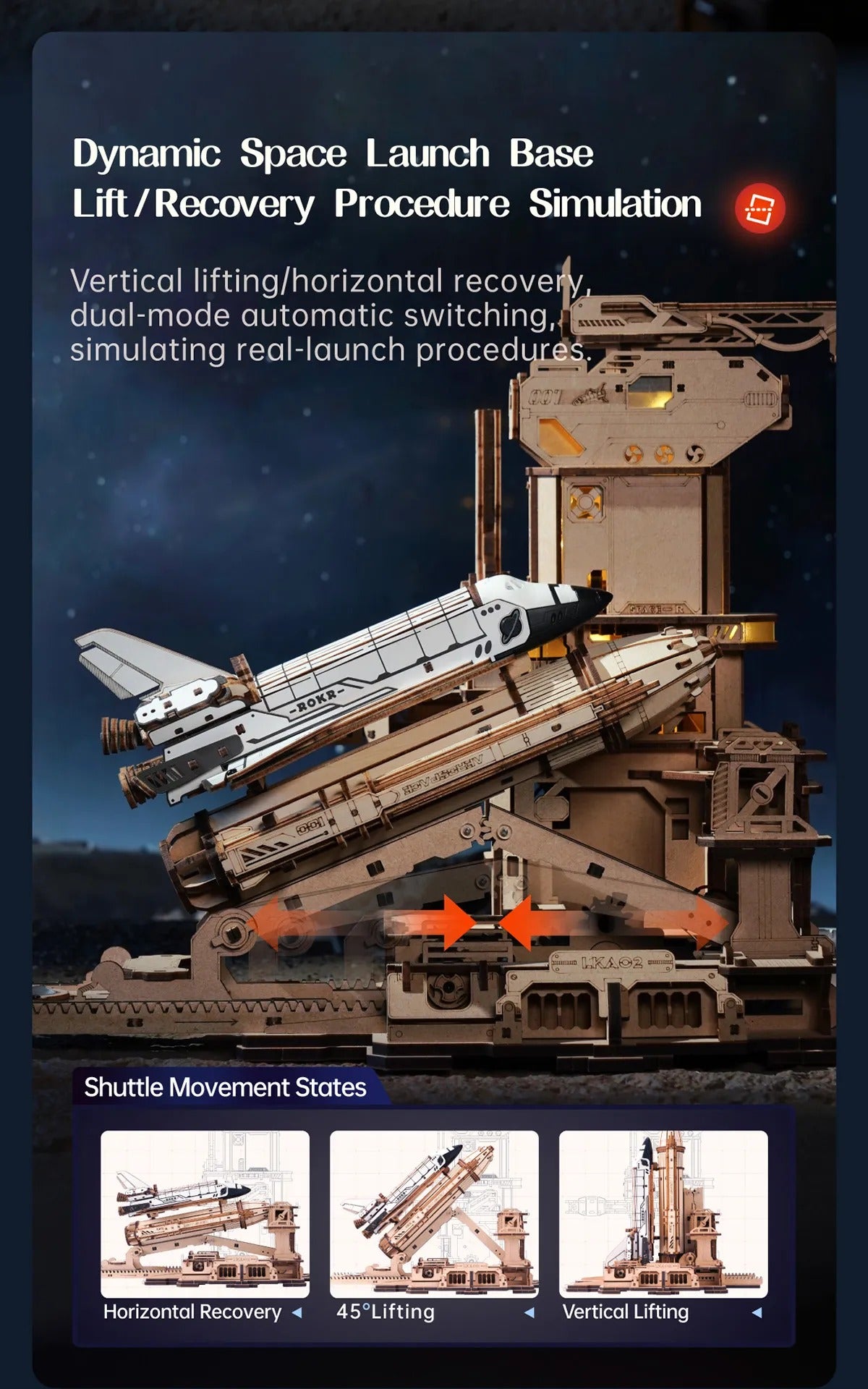 ROKR Space Shuttle Mechanical Gear 3D Wooden Puzzle