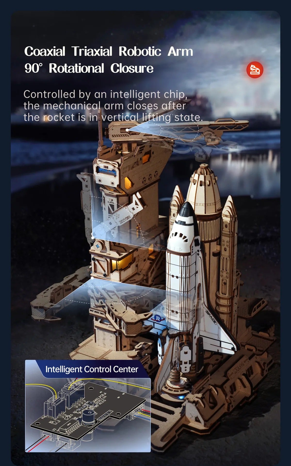 ROKR Space Shuttle Mechanical Gear 3D Wooden Puzzle