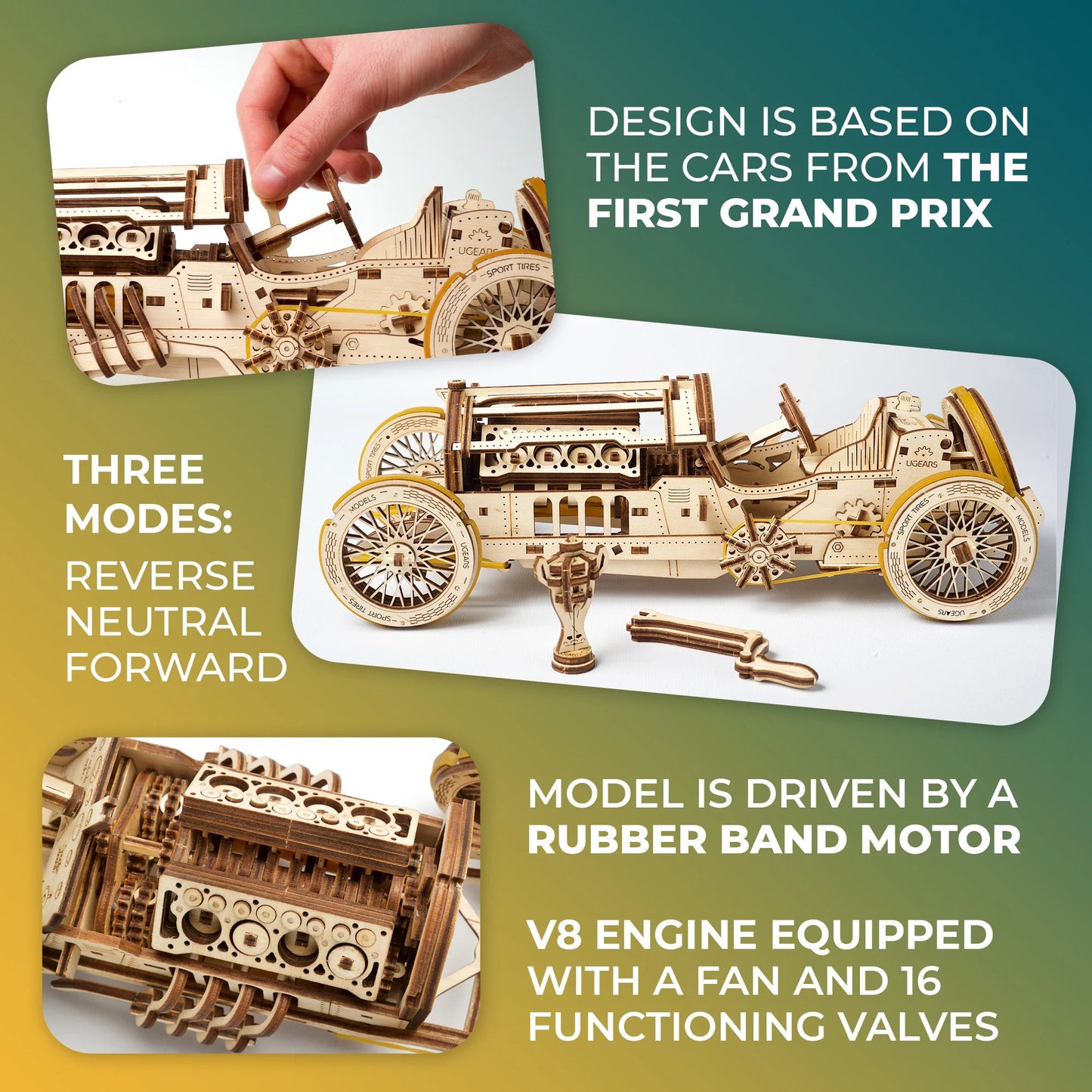 UGears U-9 Grand Prix Car - 348 Pieces (Advanced)