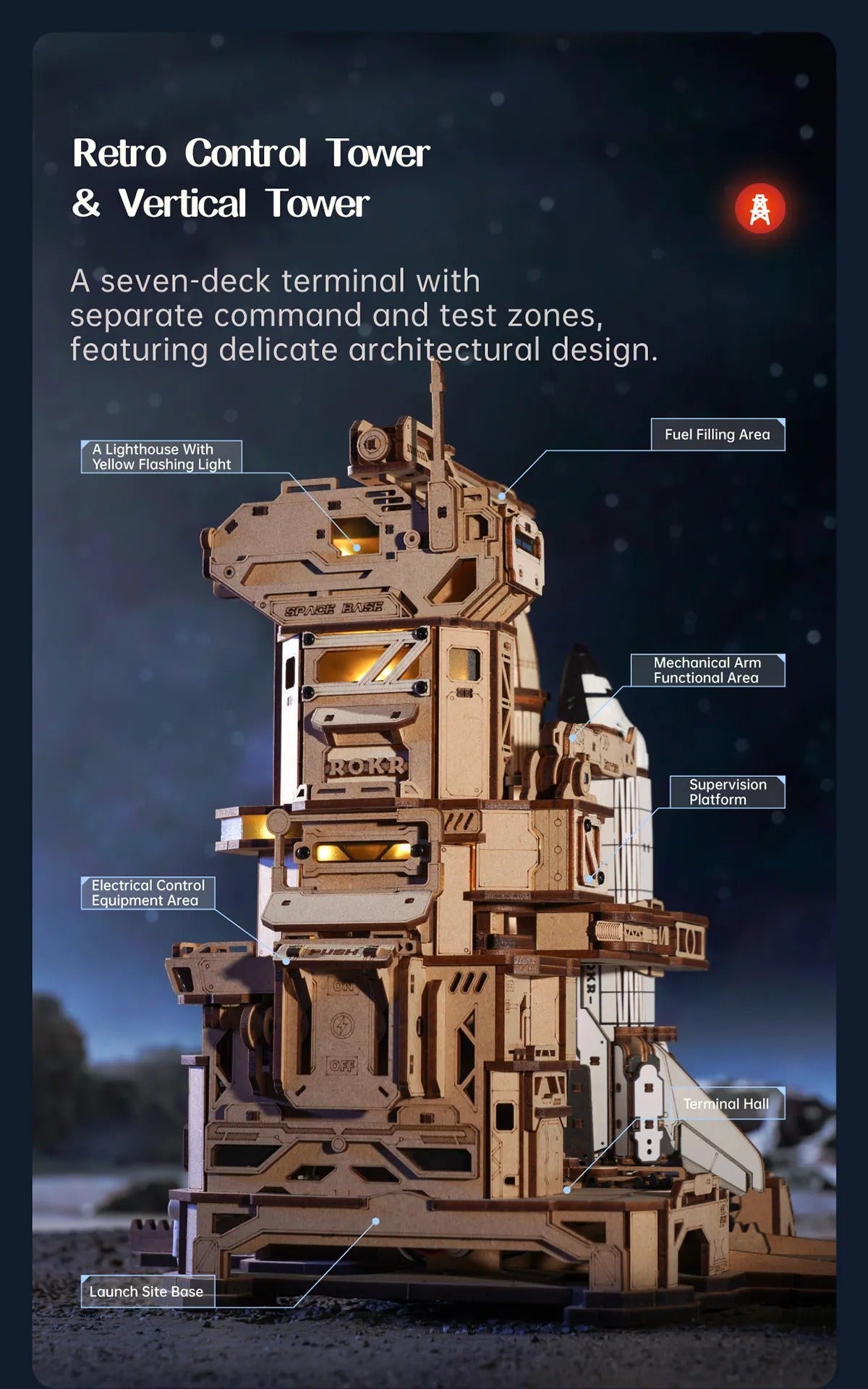 ROKR Space Shuttle Mechanical Gear 3D Wooden Puzzle