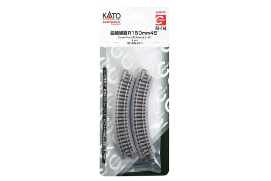 Kato 150mm (6″) Radius 45º Curve Track [4pcs]
