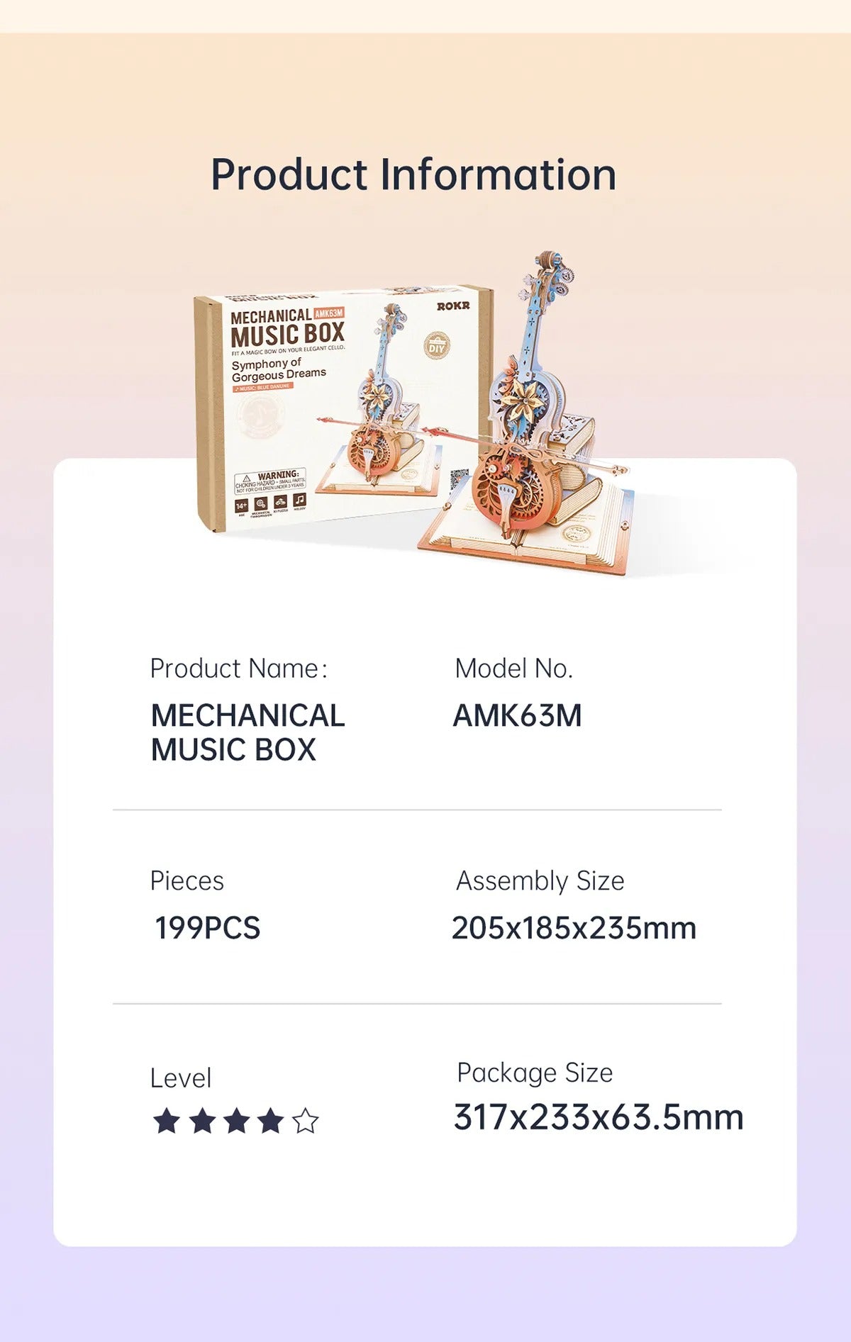 ROKR Symphony of Gorgeous Dreams Mechanical Music Box