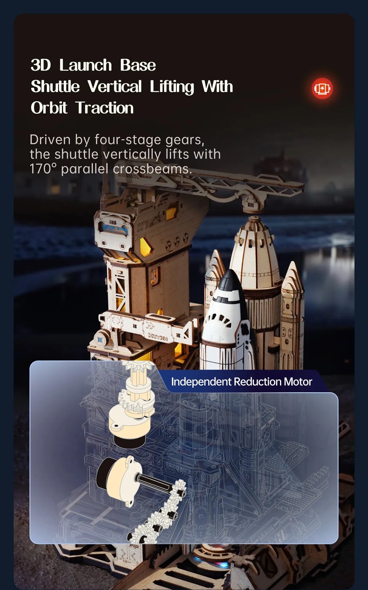 ROKR Space Shuttle Mechanical Gear 3D Wooden Puzzle