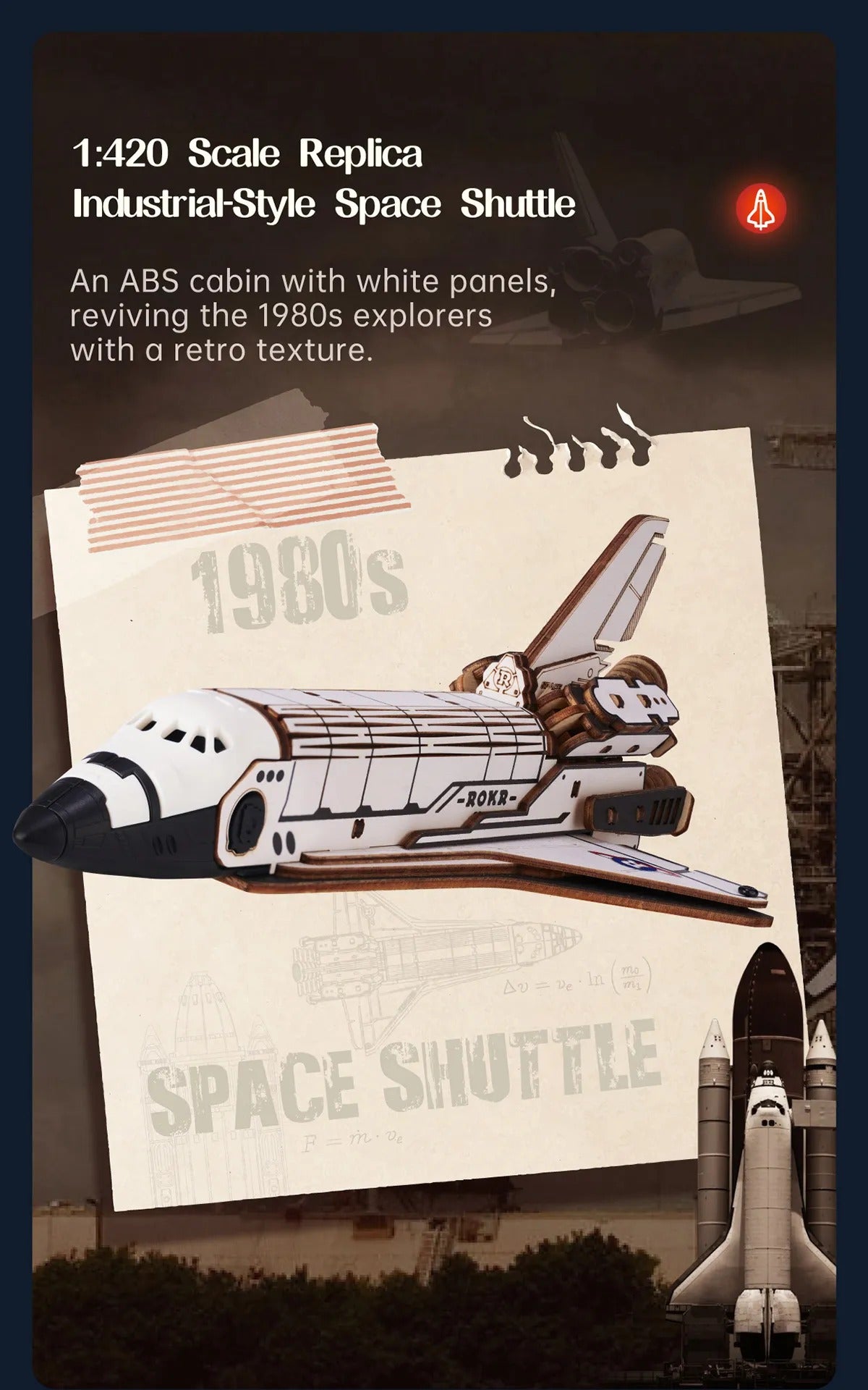 ROKR Space Shuttle Mechanical Gear 3D Wooden Puzzle