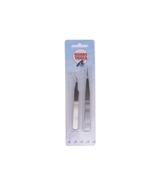 Set of 2 Straight & Curved Fastening Tweezers