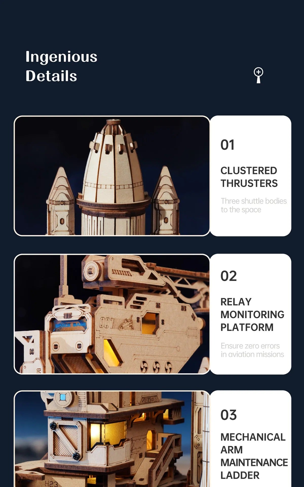 ROKR Space Shuttle Mechanical Gear 3D Wooden Puzzle