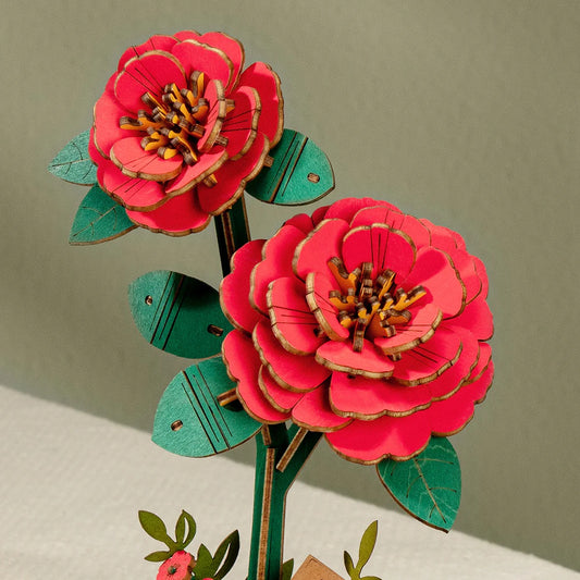 Rowood DIY Red Carnation 3D Wooden Puzzle