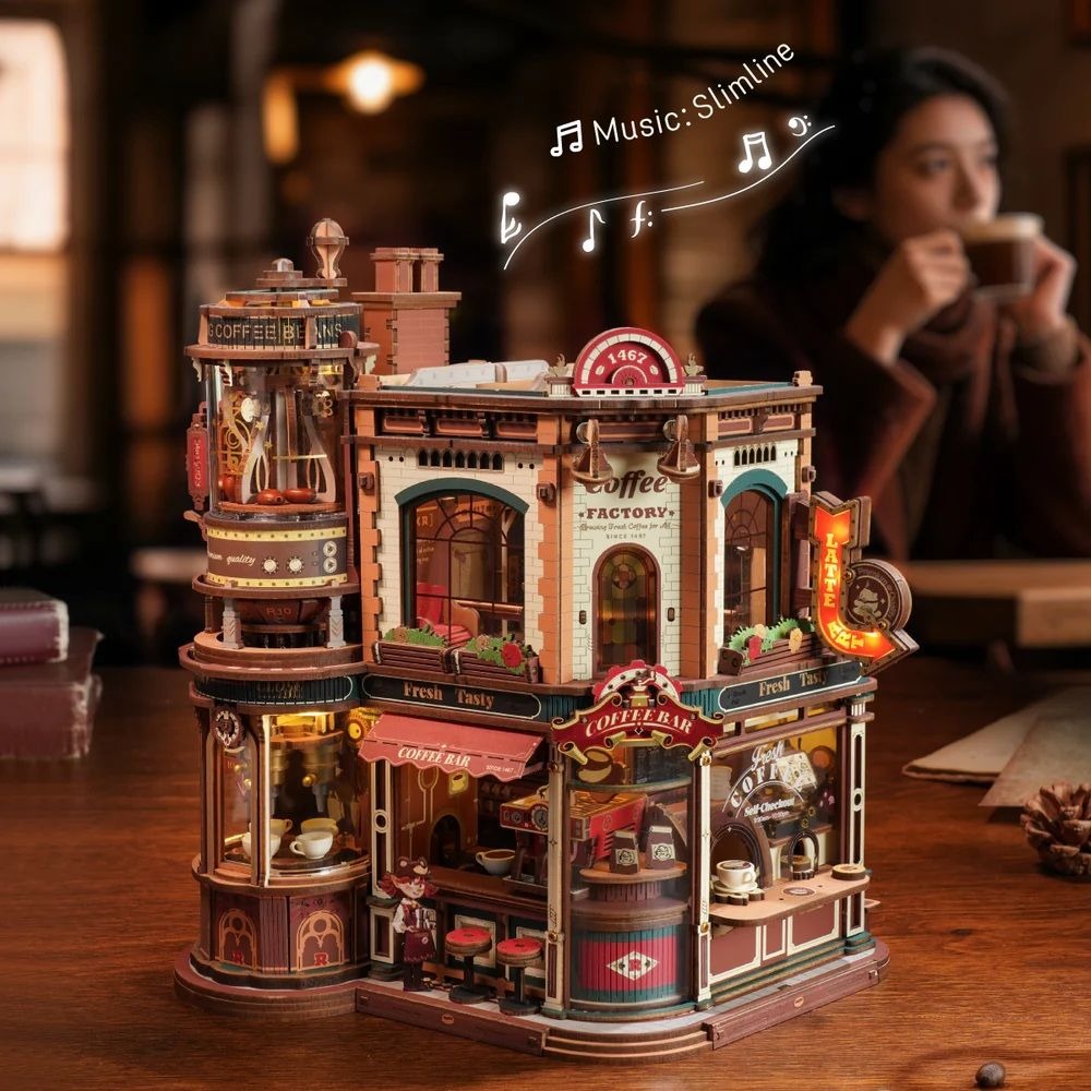 ROKR Dream Coffee Factory 3D Wooden Puzzle