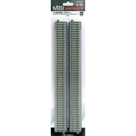 KATO 2-181 (HO) Unitrack - 369mm (14 1/2") Concrete Tie Straight Track [4 pcs]