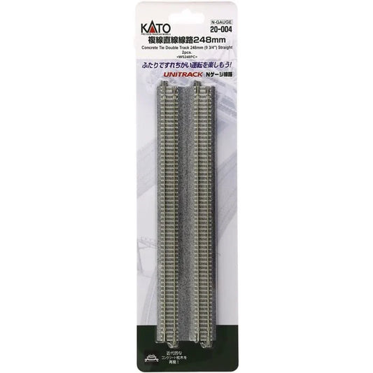 Kato N Scale Unitrack Concrete Tie Double Track, Straight, 9-3/4" 248mm 20-004,