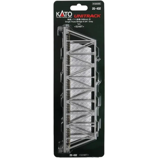 Kato N Scale Unitrack Single Track Truss Bridge 9 3/4" 248mm, Gray 20-432,