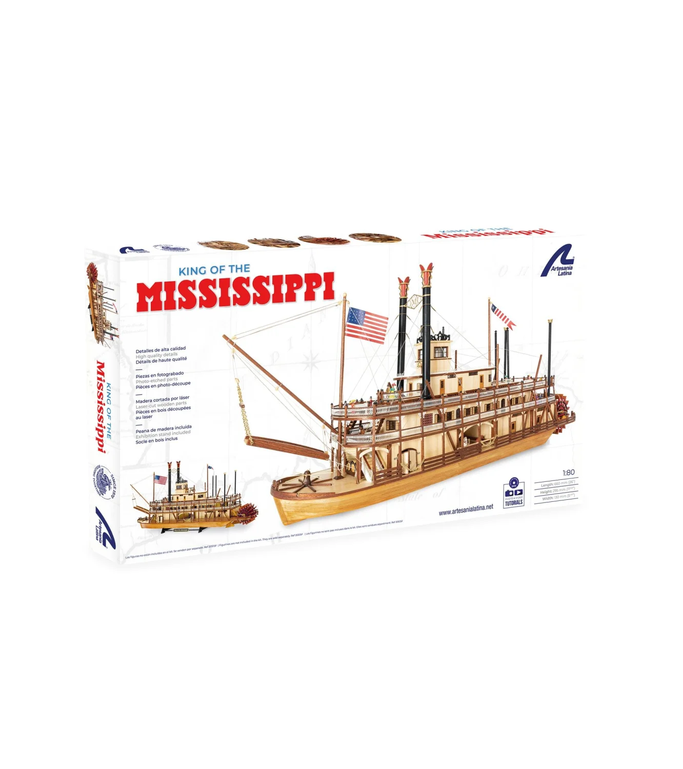 Paddle Steamer King of the Mississippi. 1:80 Wooden Model Kit Boat ART20515