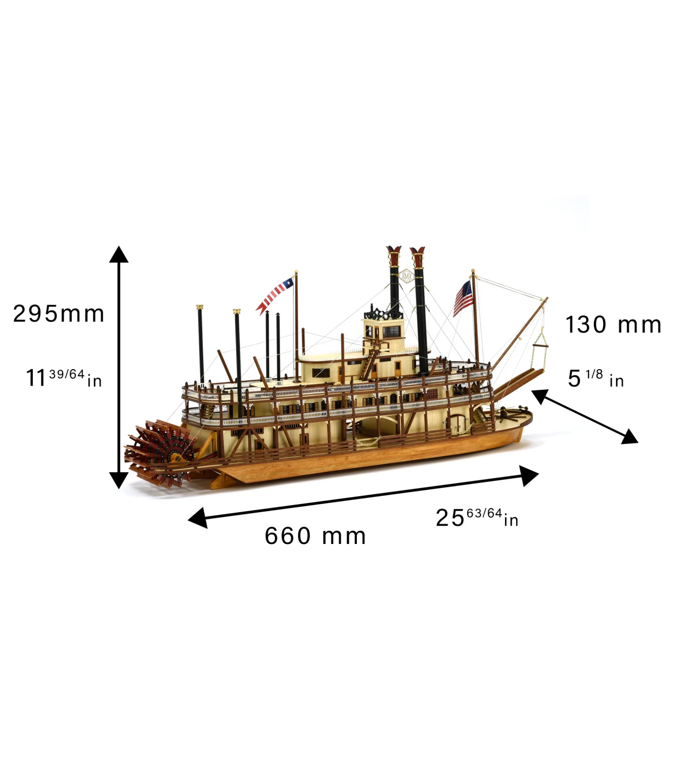 Paddle Steamer King of the Mississippi. 1:80 Wooden Model Kit Boat ART20515