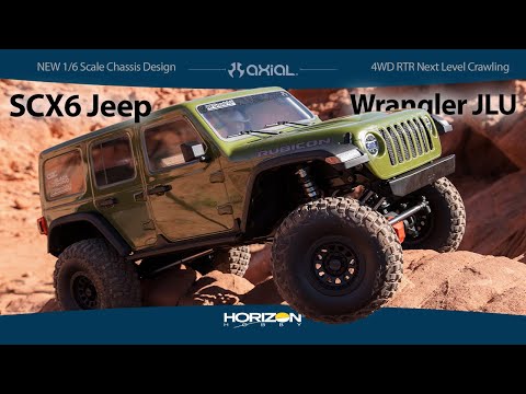 1/6 SCX6 Jeep JLU Wrangler 4X4 RTR Brushed Rock Crawler, Green AXI05000T1