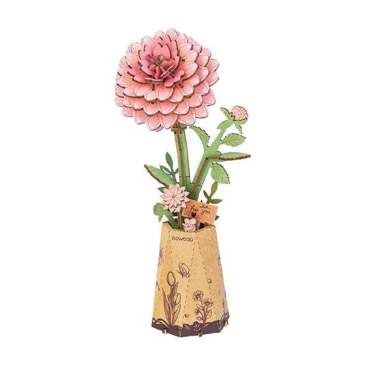 Rowood DIY Pink Dahlia 3D Wooden Puzzle TW131
