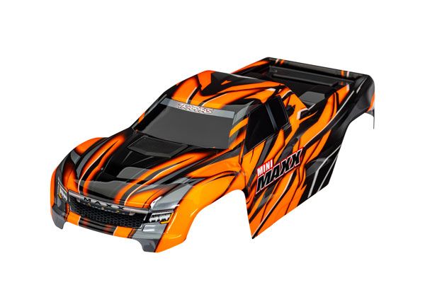 Traxxas Body, Mini Maxx, orange (painted, decals applied) TRA10711-ORNG