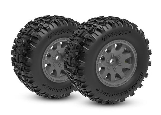 Traxxas Tires & wheels, assembled (charcoal gray)(rear)(2) TRA10770-GRAY