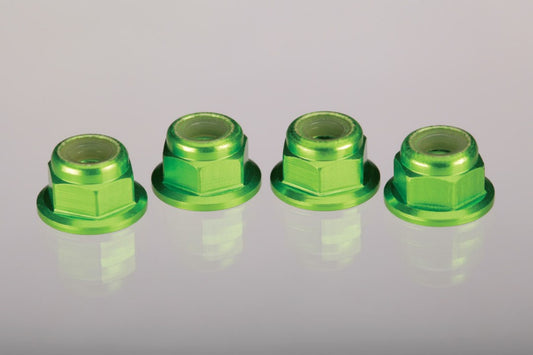 Traxxas 4mm Aluminum Flanged Serrated Nuts (Green) (4) TRA1747G